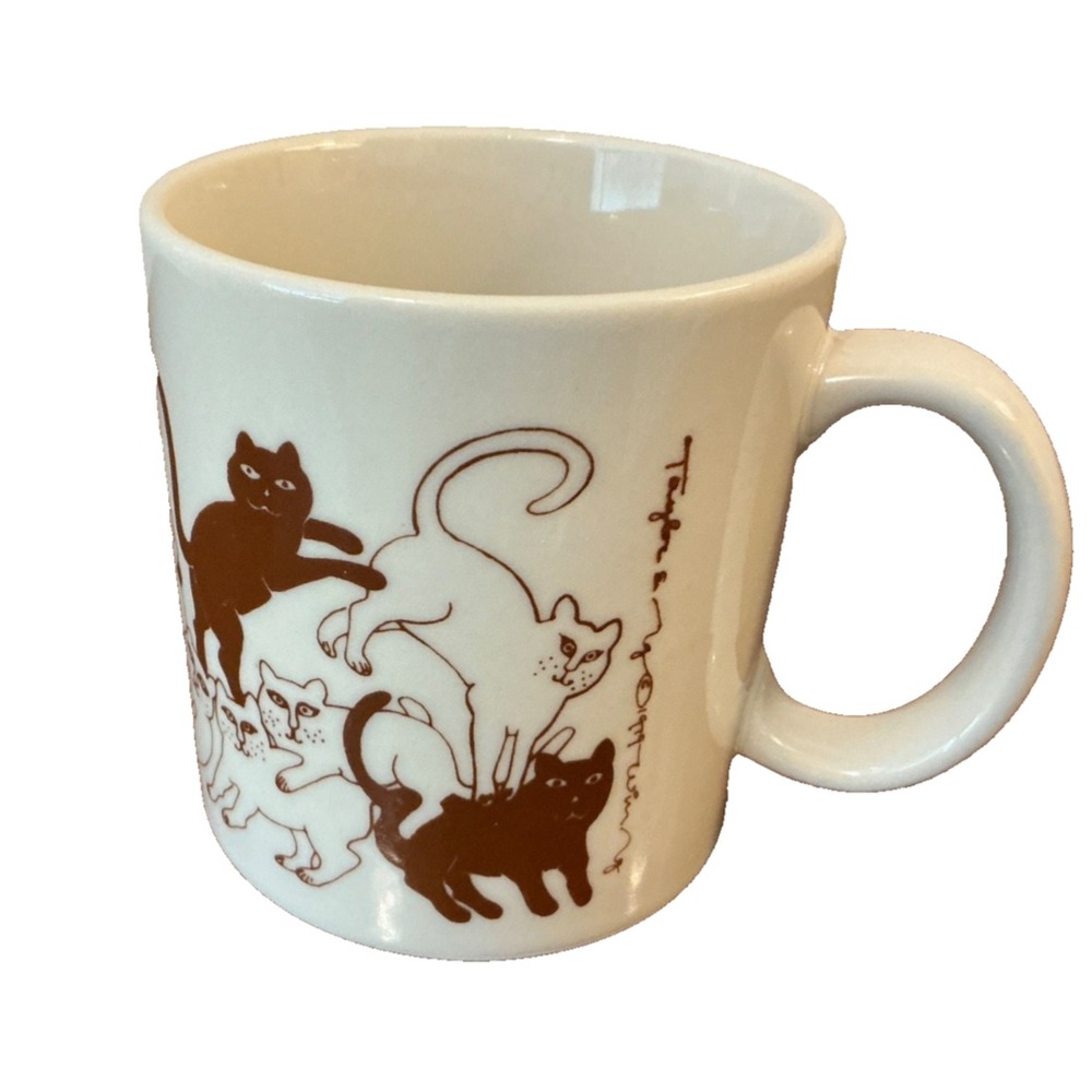 Vintage RARE Taylor & Ng Naughty Orgy Cats Ceramic Coffee Cup 1979
